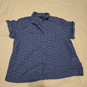 Banana Republic Blue Eyelet Top